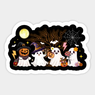 Hippie Halloween Cute Ghost Boo Spooky Season Pumpkin Women Sticker